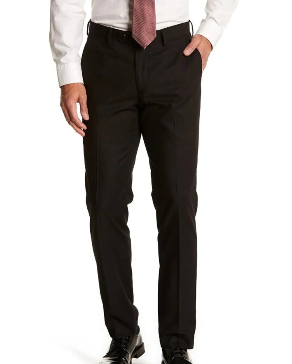 SAVILE ROW CO Men Brixton Suit Pants 38 x 34 Black Extra Trim Fit Trouser NEW